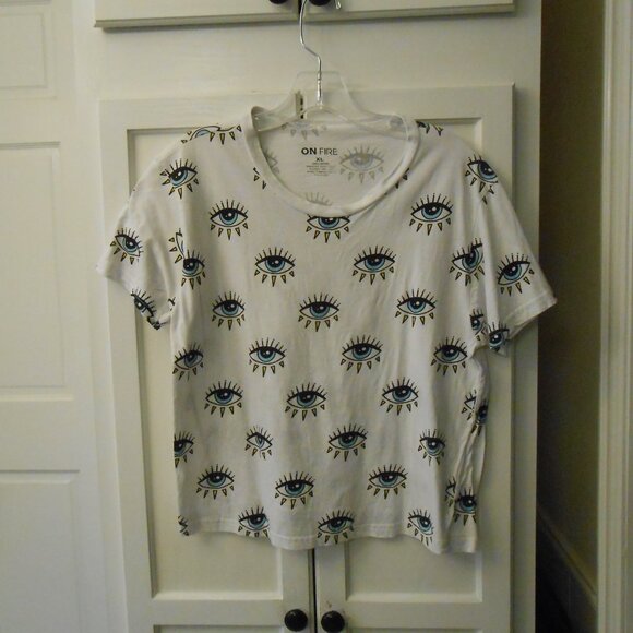 On Fire Blue-Eyed  Evil Eye Tee - Picture 1 of 4